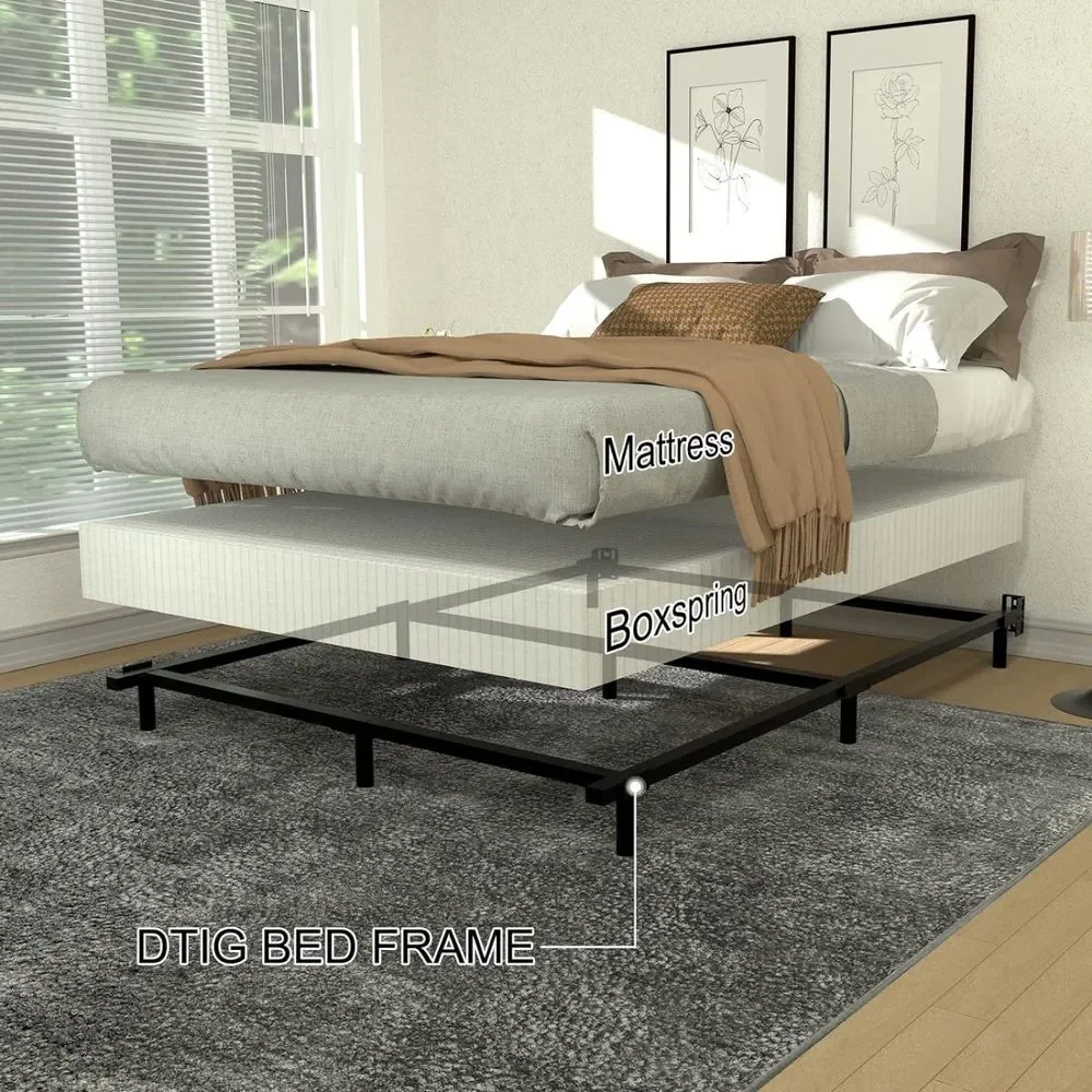 7 Inch Full Size Metal Bed Frame for Box Spring and Mattress, 9-Leg size full